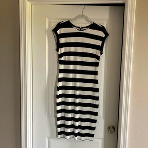 Black and white striped dress